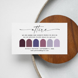 Tarjeta De Recepción Paleta de códigos de vestimenta Lilac Purple boda