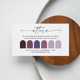 Tarjeta De Recepción Paleta de códigos de vestimenta Lilac Purple boda