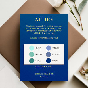 Tarjeta De Recepción Paleta de color de la ropa azul y Boda amarilla