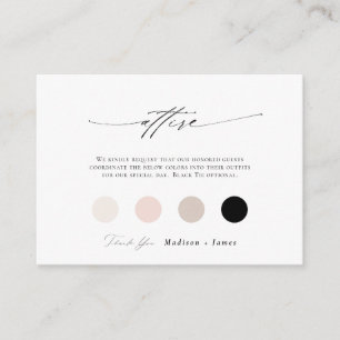 Tarjeta De Recepción Paleta de color de la ropa de vestir de Boda clási