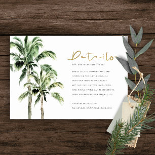 Tarjeta De Recepción Palm Beach Tropical Boda Rústico Detalle