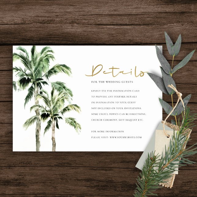 Tarjeta De Recepción Palm Beach Tropical Boda Rústico Detalle (Subido por el creador)