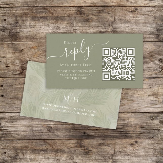 Tarjeta De Recepción Palm Boho Deja Foliage Botánico Código QR RSVP (Subido por el creador)