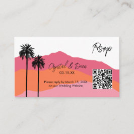 Tarjeta De Recepción Palm Modern Rsvp Enclosure Card (pink)