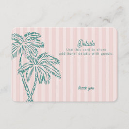 Tarjeta De Recepción Palm Springs Pastel Beach Detalles Insertar