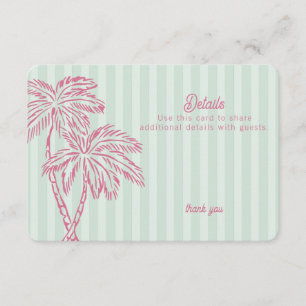 Tarjeta De Recepción Palm Springs Pastel Beach Detalles Insertar