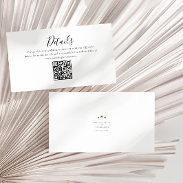 Tarjeta De Recepción Palm Tree Minimal Script Details QR Code Wedding