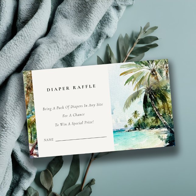 Tarjeta De Recepción Palm Tree Tropical Diaper Raffle Baby Shower (Subido por el creador)