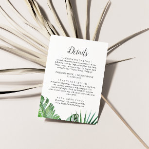 Tarjeta De Recepción Palm Tropical Salvaje   Detalles del Boda de patro