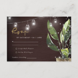 TARJETA DE RECEPCIÓN PALMA TROPICAL STARRY NOCHE MASON JAR BODA RSVP