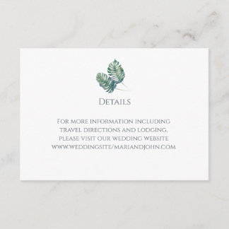 Tarjeta De Recepción Palmeras acuáticas y Boda de pizarra