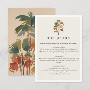 Tarjeta De Recepción Palmeras Tropicales Acuarela Pastel Boho Boda