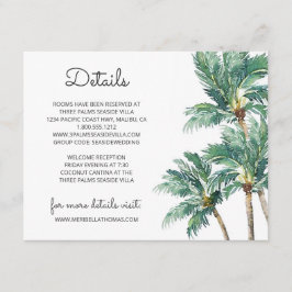 Tarjeta De Recepción Palmeras Tropicales | Detalles de la boda acuarela