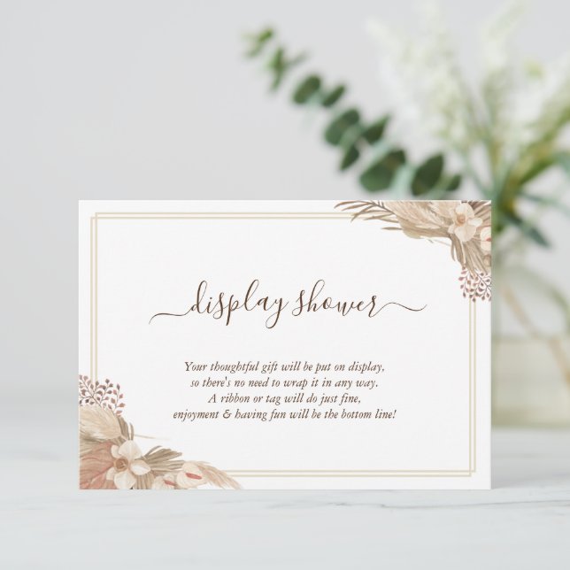 Tarjeta De Recepción Pampa Grass Display Bridal Weddal Shower Enclosur (Anverso de pie)
