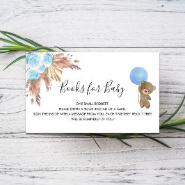 Tarjeta De Recepción Pampas azul niño de peluche solicitud de un libro 