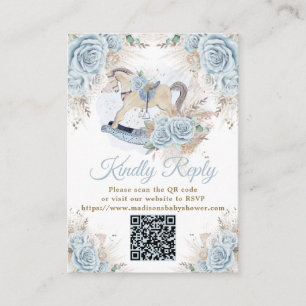 Tarjeta De Recepción Pampas Caballo de Roca Floral Azul Grass RSVP QR