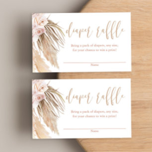 Tarjeta De Recepción Pampas césped boho baby ducha pañales rifa