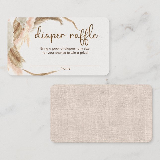 Tarjeta De Recepción Pampas césped boho baby ducha pañales rifa (Anverso / Reverso)