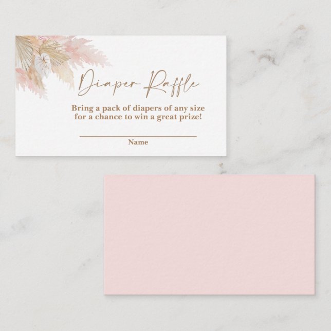Tarjeta De Recepción Pampas de pasto rosa Diaper Raffle (Anverso / Reverso)