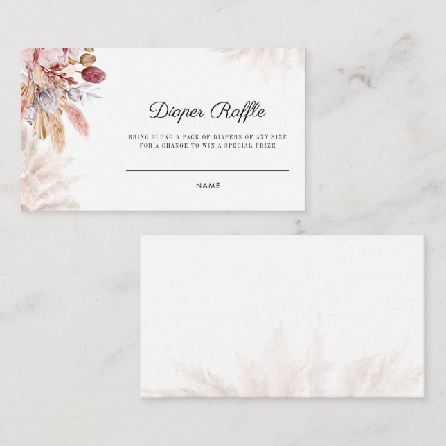 Tarjeta De Recepción Pampas Grass Baby Shower Diaper Raffle (Anverso / Reverso)