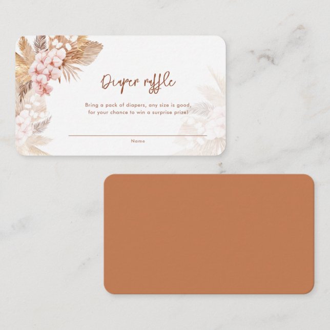 Tarjeta De Recepción Pampas Grass Baby Shower Diaper Raffle Cards (Anverso / Reverso)