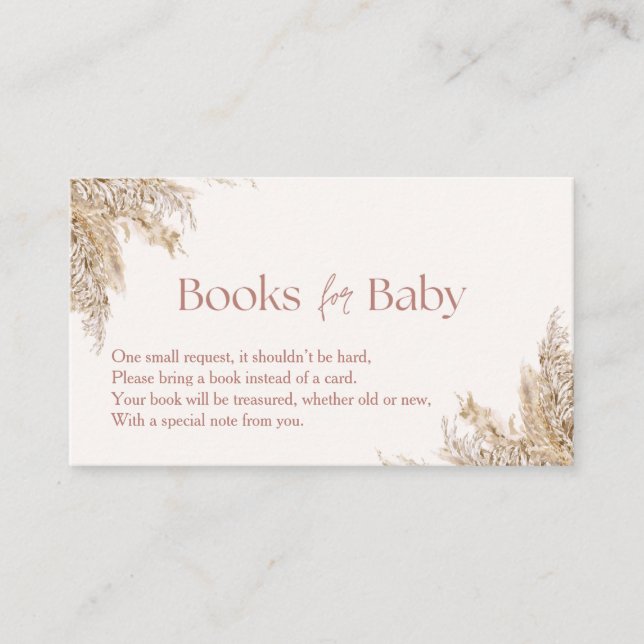 Tarjeta De Recepción Pampas Grass Book Request Card | Rústica neutral (Anverso)