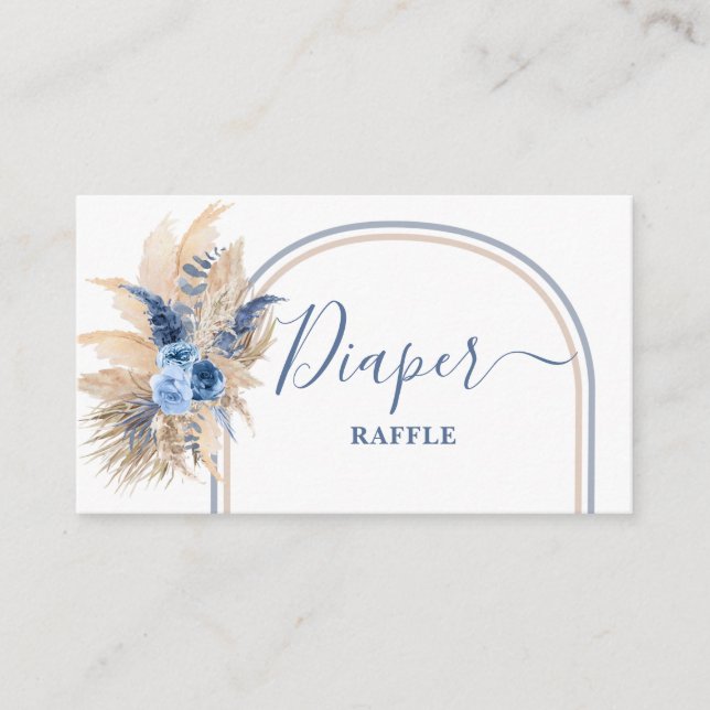 Tarjeta De Recepción Pampas Grass Boy Diaper Raffle Card (Anverso)