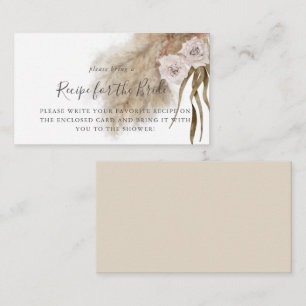 Tarjeta De Recepción Pampas Grass Bridal Shower Recipe Solicitud
