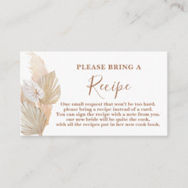 Tarjeta De Recepción Pampas Grass Bridal Shower Recipe Solicitud de Tar