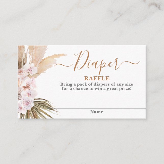 Tarjeta De Recepción Pampas Grass Diaper Raffle Card (Anverso)
