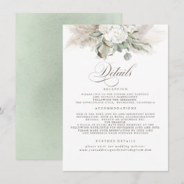 Tarjeta De Recepción Pampas Grass Earth Shades Floral Boda Detalles