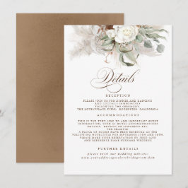 Tarjeta De Recepción Pampas Grass Earth Shades Floral Boda Detalles