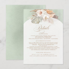 Tarjeta De Recepción Pampas Grass Elegant Soft Pastel Boda Detalles