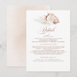 Tarjeta De Recepción Pampas Grass Elegant Soft Pastel Boda Detalles