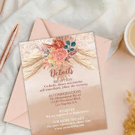 Tarjeta De Recepción Pampas Grass Floral Terracotta Boho Moda Boda