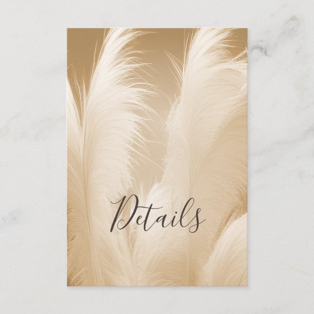 Tarjeta De Recepción Pampas Grass Photo Boho (Anverso)