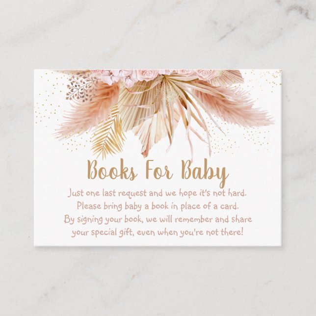 Tarjeta De Recepción Pampas Grass Pink Gold Flor Book Request (Anverso)