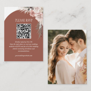 Tarjeta De Recepción Pampas Grass Terracotta Boda sitio web QR Código