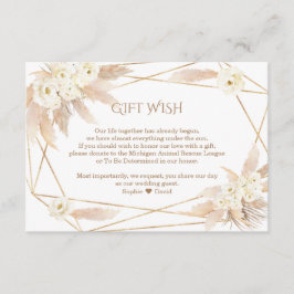 Tarjeta De Recepción Pampas Grass White Flowers Wedding Gift Wish 