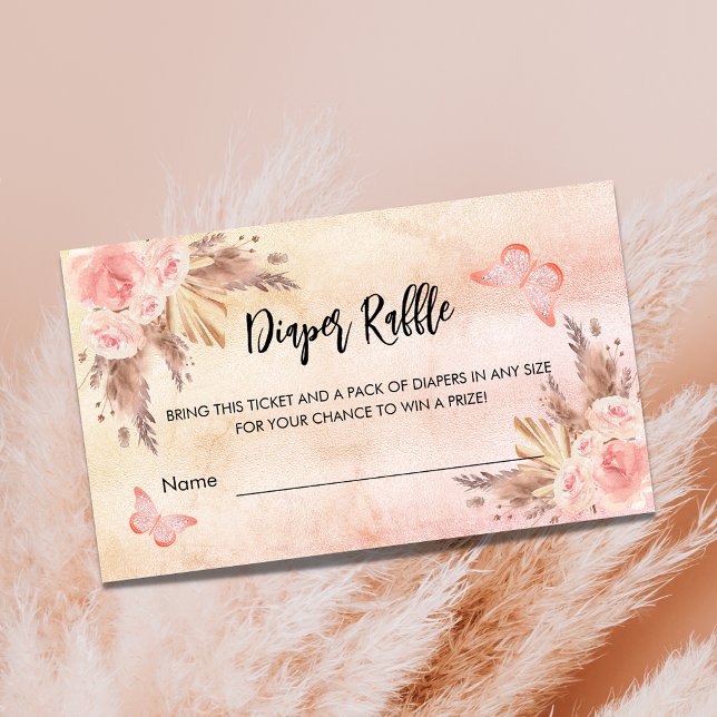 Tarjeta De Recepción Pampas mariposa bebé ducha de pañales rifa (Subido por el creador)