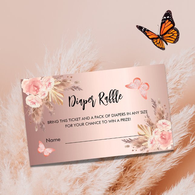 Tarjeta De Recepción Pampas mariposa bebé ducha de pañales rifa (Subido por el creador)