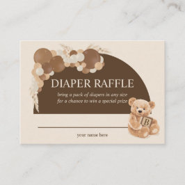 Tarjeta De Recepción Pampas Marrón Grass Teddy Bear Diaper Raffle
