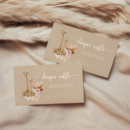 Tarjeta De Recepción Pampas Neutrales Grass Giraffe Diaper Raffle