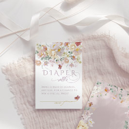 Tarjeta De Recepción pañal Baby Shower de Chica morado de flor silvestr