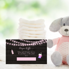 Tarjeta De Recepción pañal bebé Raffle bebé Breve Baby Shower rosado