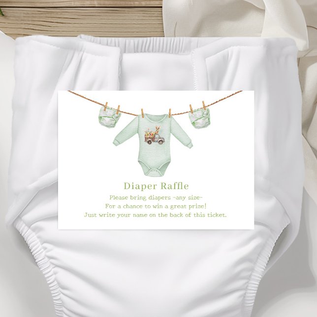 Tarjeta De Recepción pañal de Pascua Raffle Green Neutral Baby Shower (Subido por el creador)