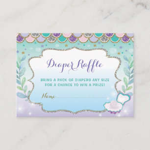 Tarjeta De Recepción pañal de sirena Raffle Baby Shower Under Sea