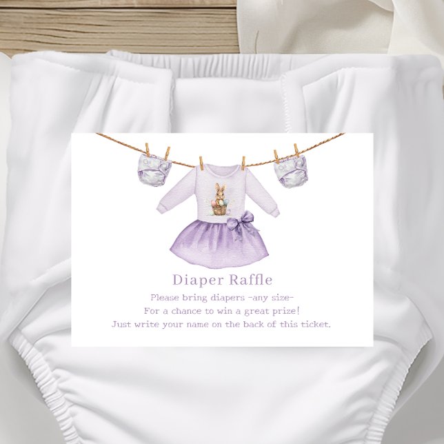 Tarjeta De Recepción pañal de vestir de Pascua Raffle Purple Baby Showe (Subido por el creador)