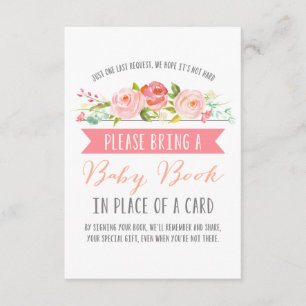 Tarjeta De Recepción Pancarta Rosa del libro de bebés   BABY SHOWER