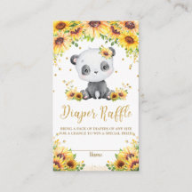 Panda Bear Sunflower Baby Shower Diaper Raffle